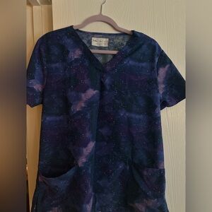 Galaxy/cosmic pattern scrub top